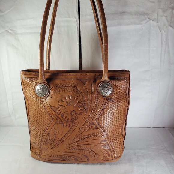 American West Tooled Leather Shoulder Bag - Picture 2 of 15